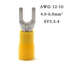 TERMINAL FORQUILHA GARFO 4MM PRÉ ISOLADO AMARELO SV5.5-4 TPF6-4